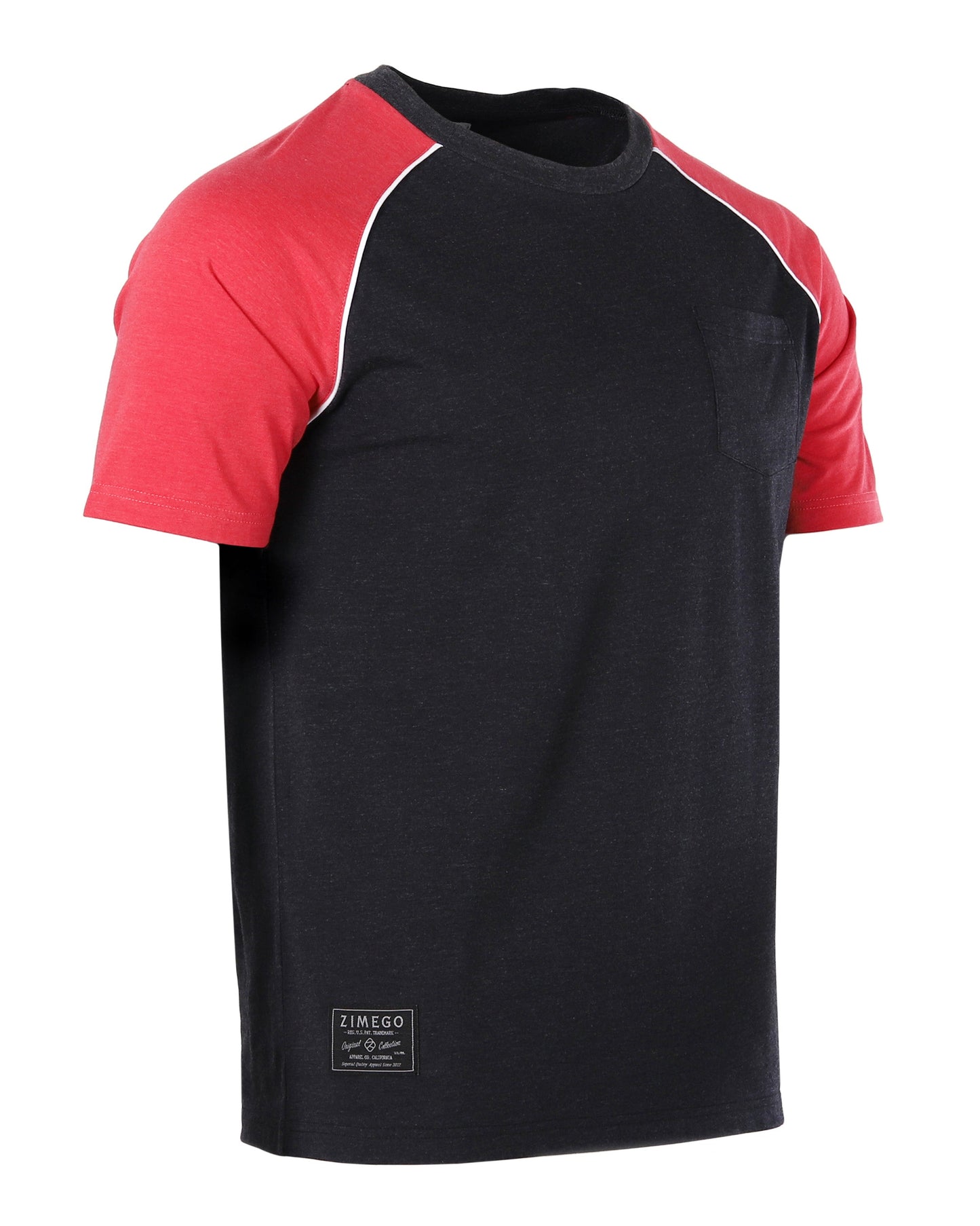 Mens Short Sleeve Raglan Tee - Color Block Retro Casual T-Shirt-3
