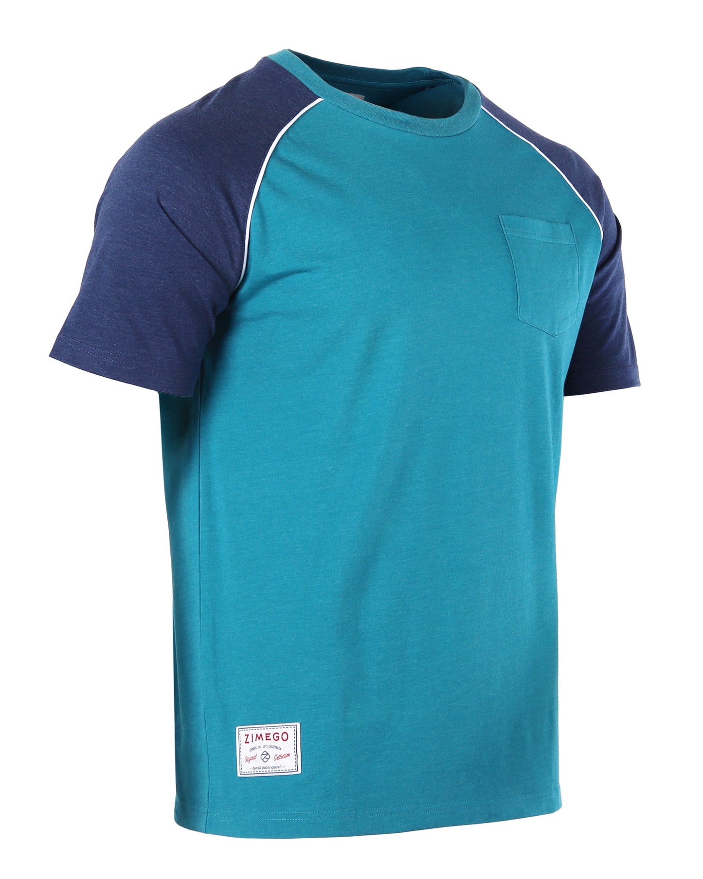 Mens Short Sleeve Raglan Tee - Color Block Retro Casual T-Shirt-4
