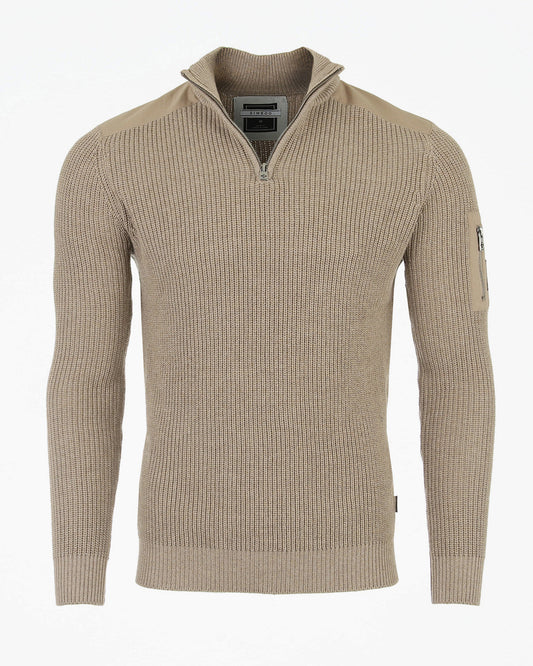 ZIMEGO Mens Long Sleeve Pullover Quarter Zip Mock Neck Polo Sweater-0