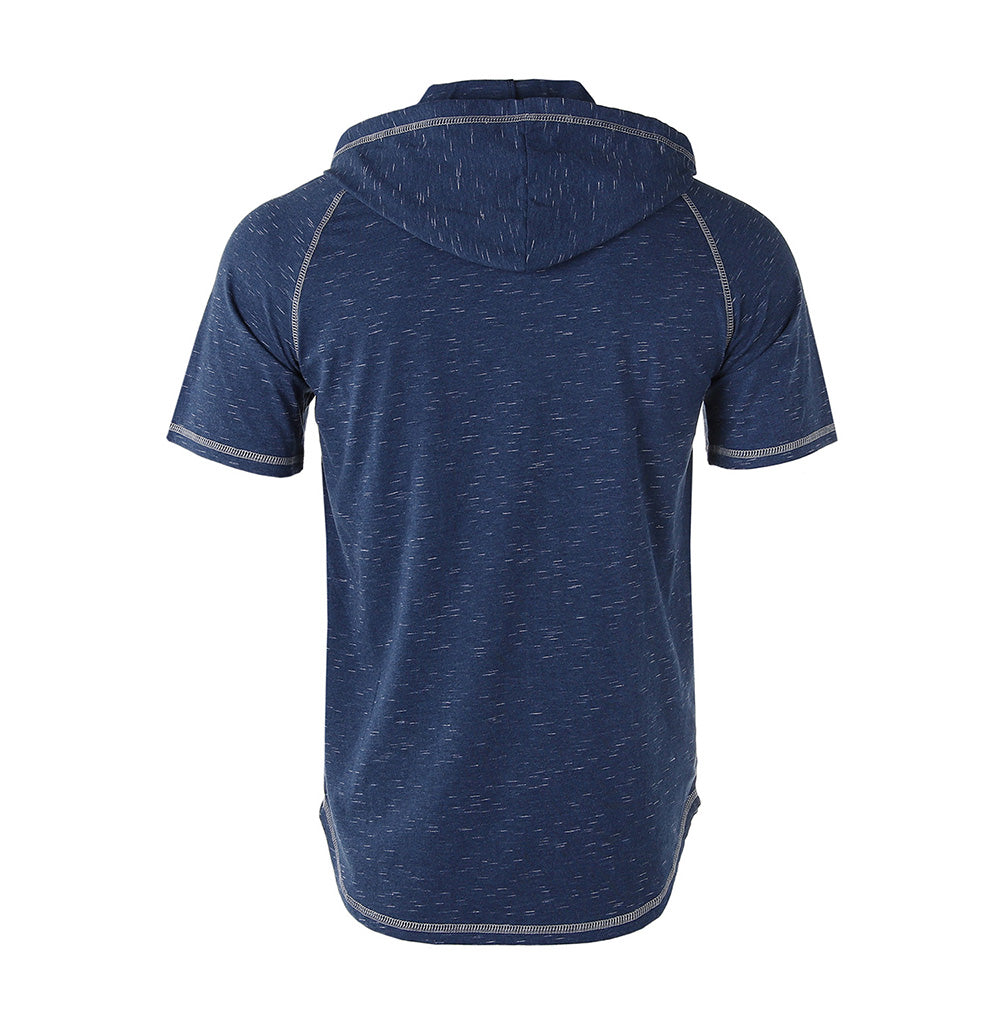 ZIMEGO Short Sleeve Raglan Henley Hoodie Round Bottom Semi Longline T-Shirt-3