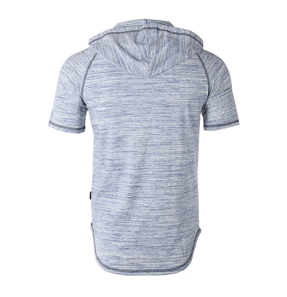 ZIMEGO Short Sleeve Raglan Henley Hoodie Round Bottom Semi Longline T-Shirt-3