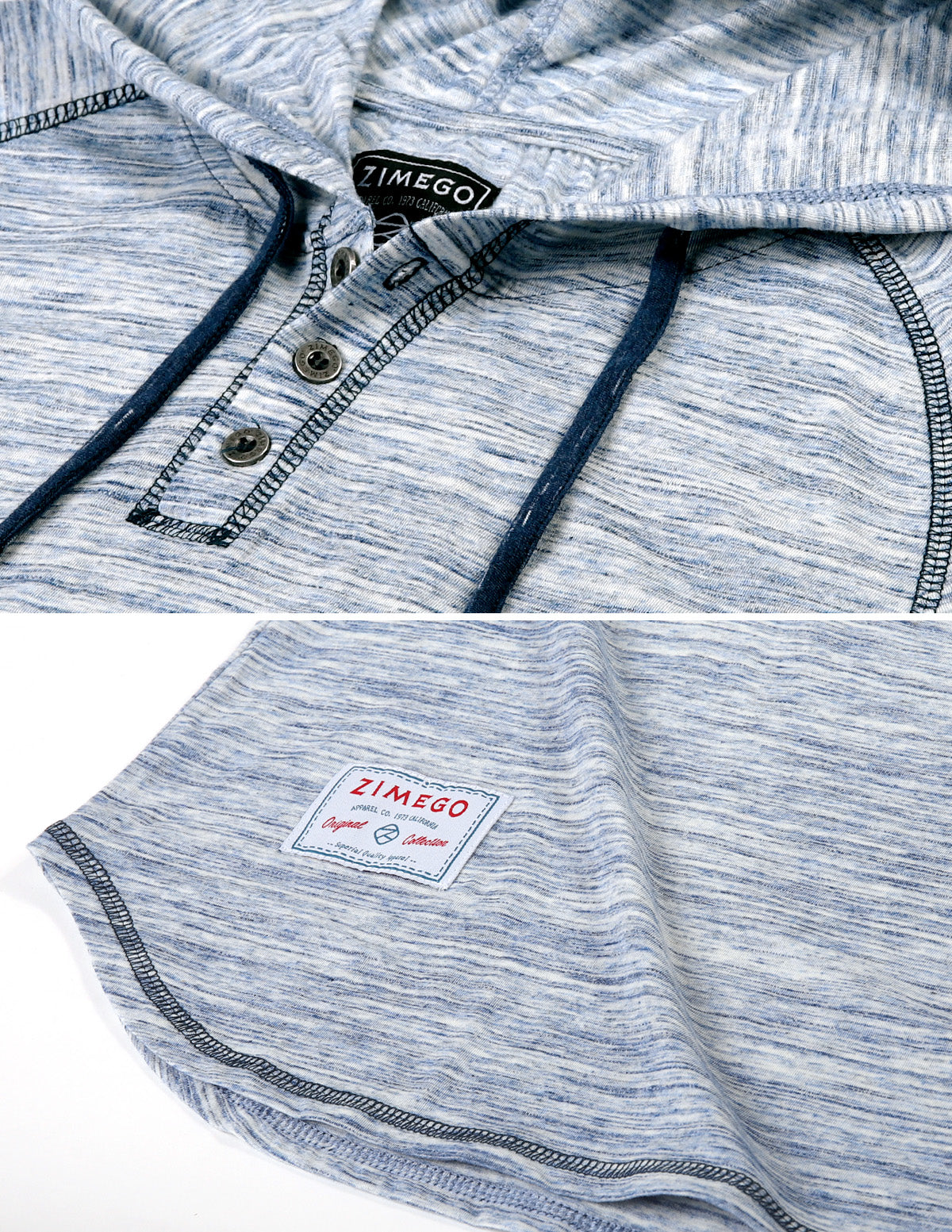 ZIMEGO Short Sleeve Raglan Henley Hoodie Round Bottom Semi Longline T-Shirt-4