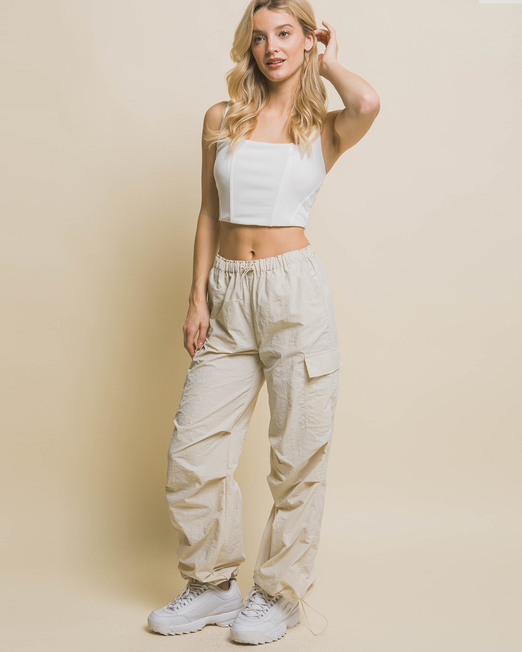 LOOSE FIT PARACHUTE CARGO PANTS-4