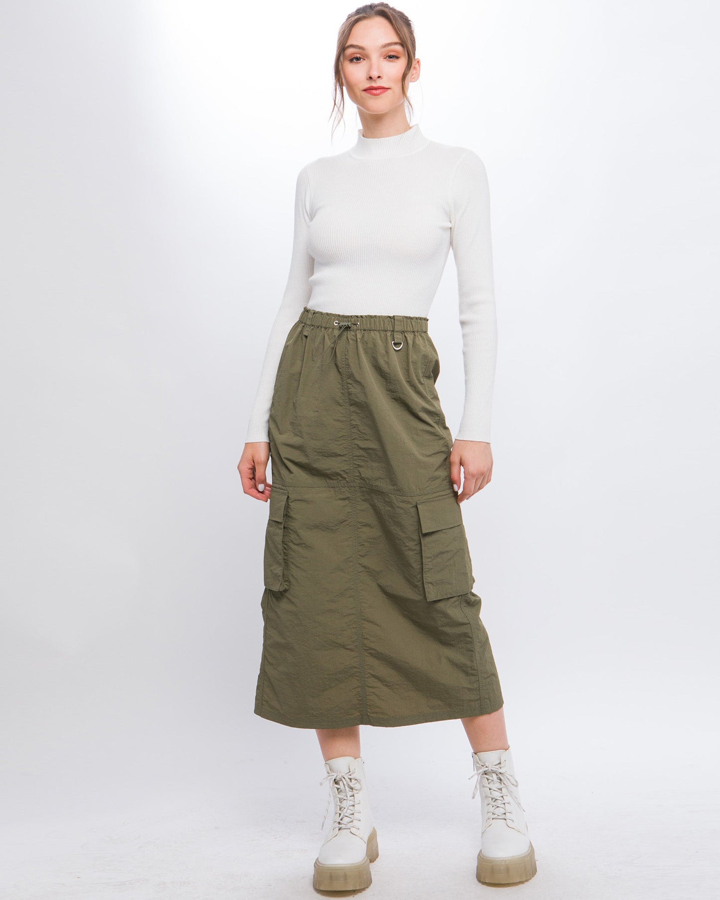 SIDE POCKET CARGO SKIRT-4