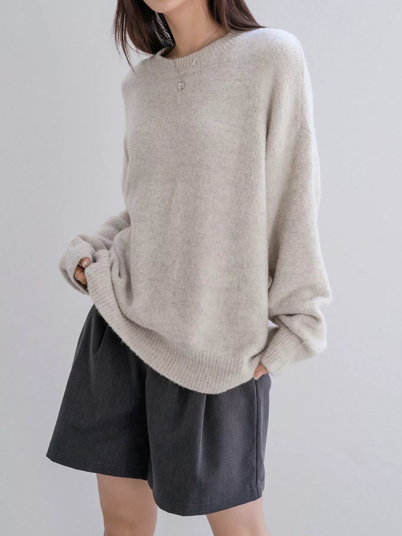 Full Size Cozy Knit Round Neck Oversized Sweater Plus Size - PBNJ FASHIONS