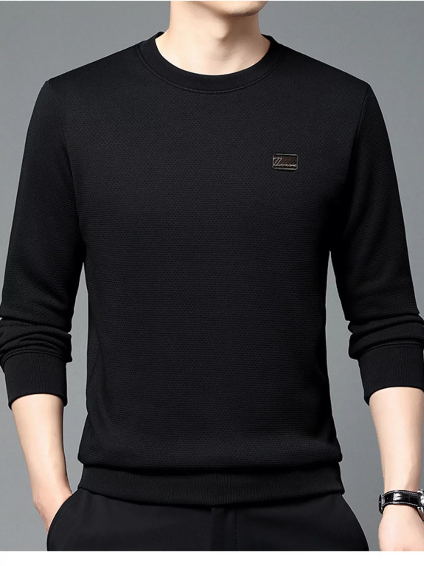 Men's Plus Size Textured Long Sleeve Casual T-Shirt - PBNJ FASHIONS
