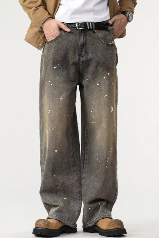 Men's Washed Splatter - Paint Loose Jeans - PBNJ FASHIONS