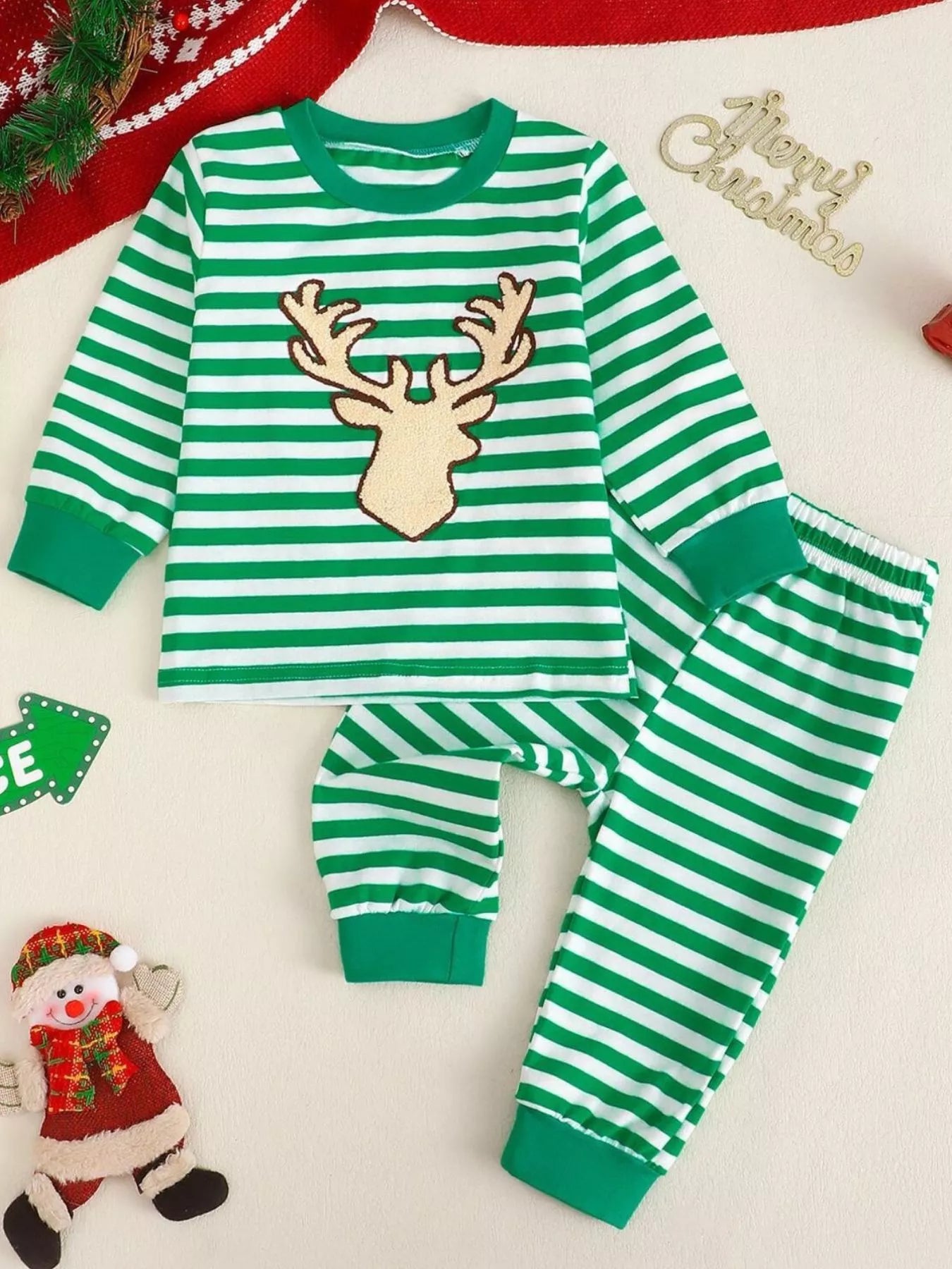 Children's Christmas Striped Pajama Set - PBNJ FASHIONS