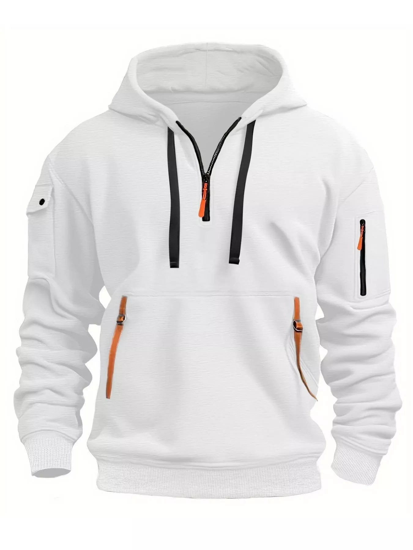 Men's Full Size Drawstring Half - Zip Pocket Hoodie Plus Size - PBNJ FASHIONS
