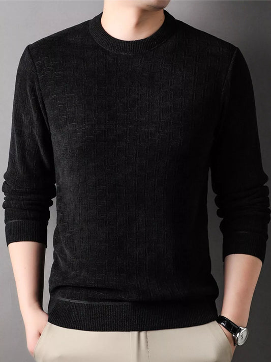 Men's Plus Size Round Neck Long Sleeve Knit Top - PBNJ FASHIONS