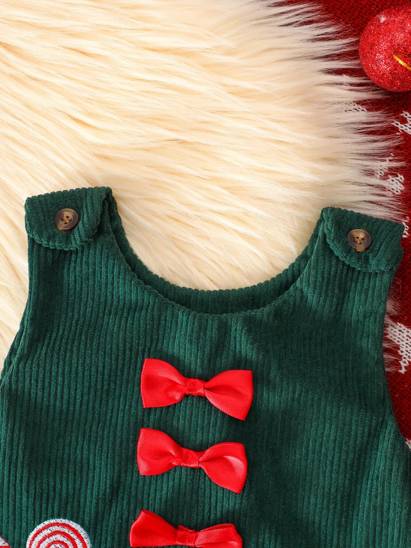 Children's Christmas Striped Bodysuit and Dress Set with Headband - PBNJ FASHIONS