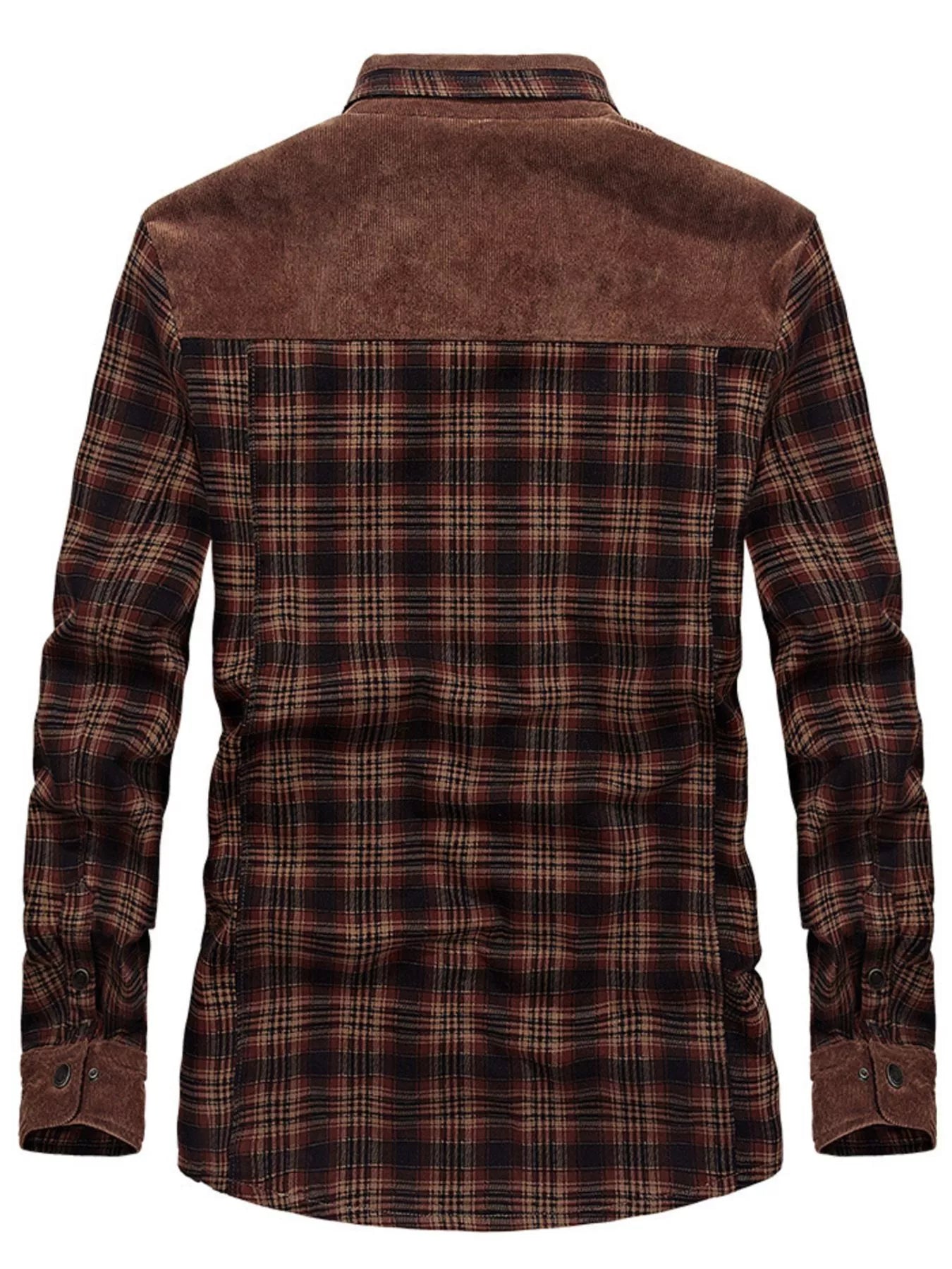 Men's Full Size Plaid Fleece Lined Snap Down Jacket Plus Size - PBNJ FASHIONS