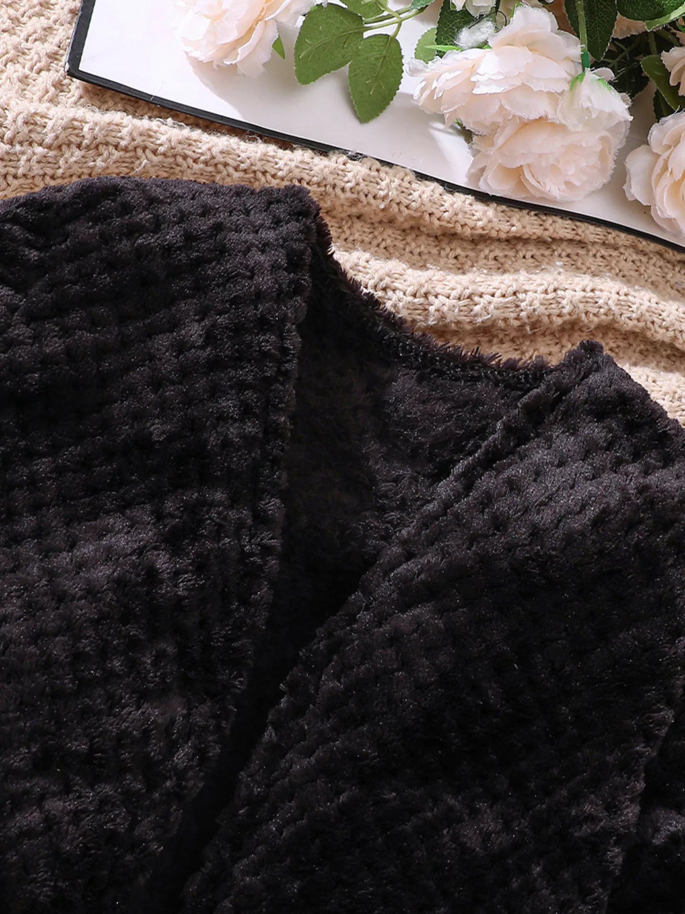 Children's Fuzzy Cardigan & Plaid Dress Set - PBNJ FASHIONS