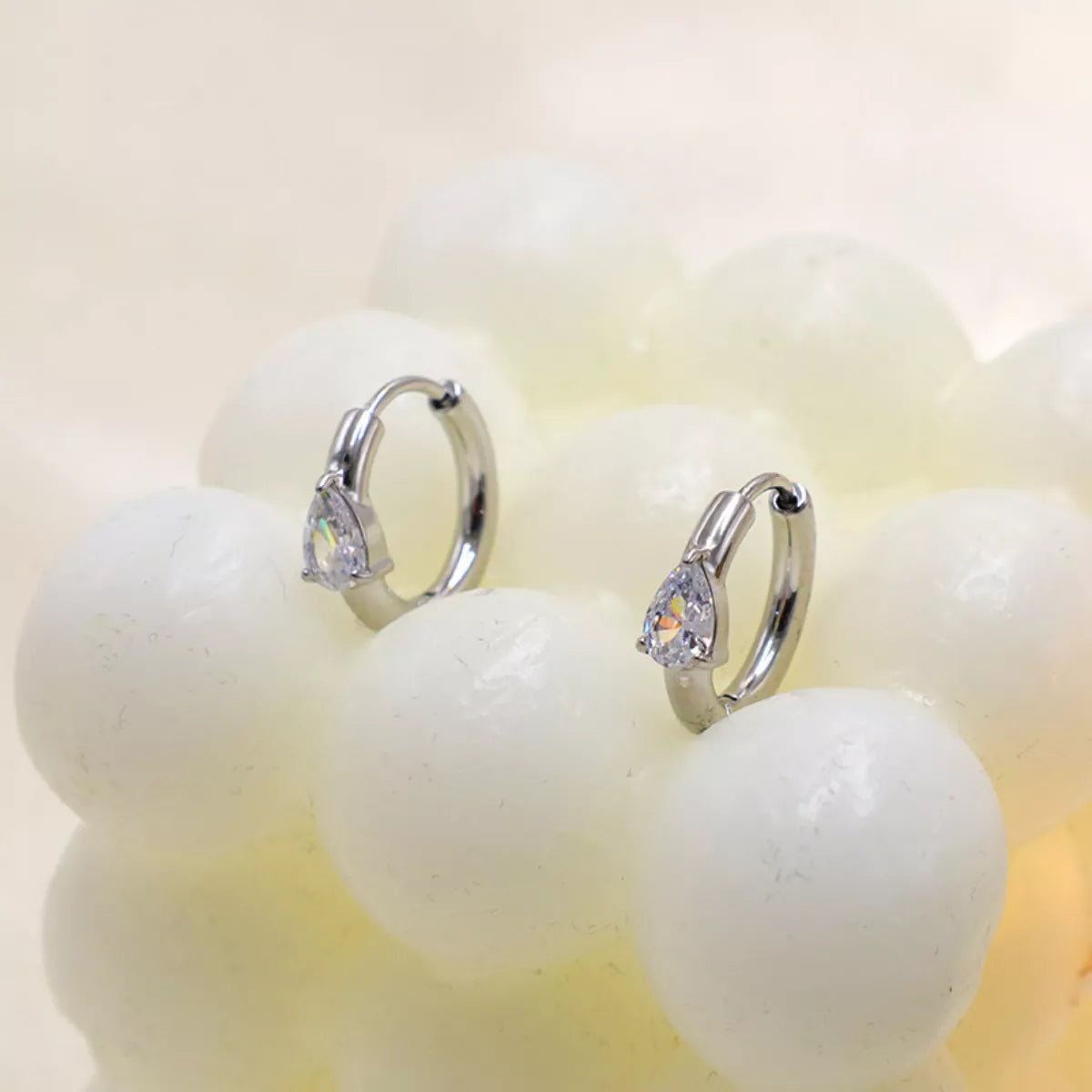 Stainless Steel Zircon Hoop Earrings - PBNJ FASHIONS