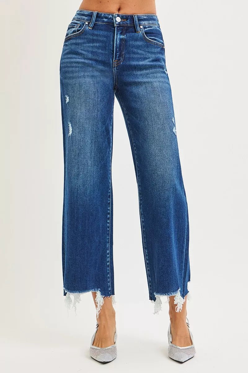 RISEN High Rise Crop Wide Leg Jeans - PBNJ FASHIONS