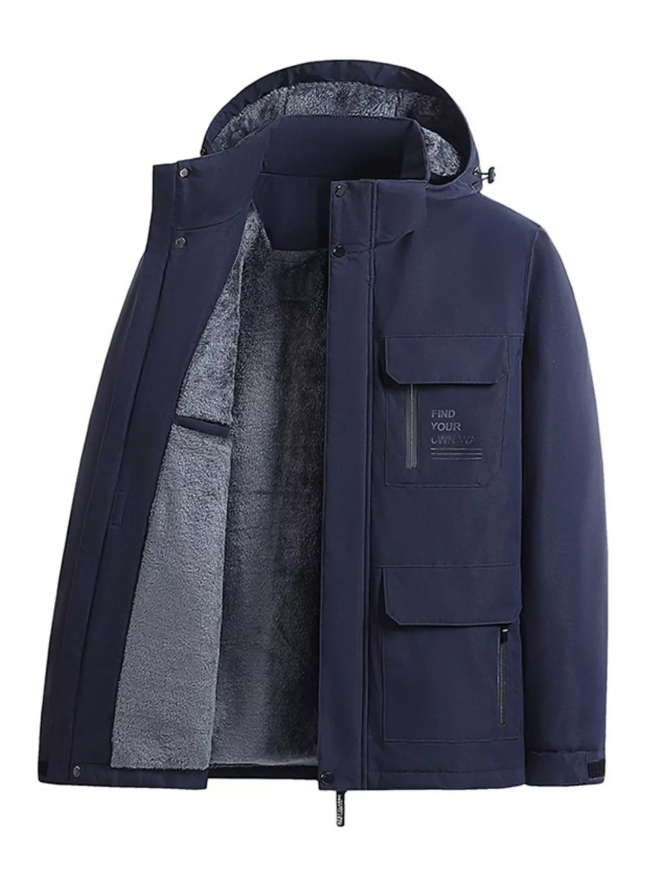 Men's Plus Size Warm Fleece Lined Hooded Winter Coat - PBNJ FASHIONS