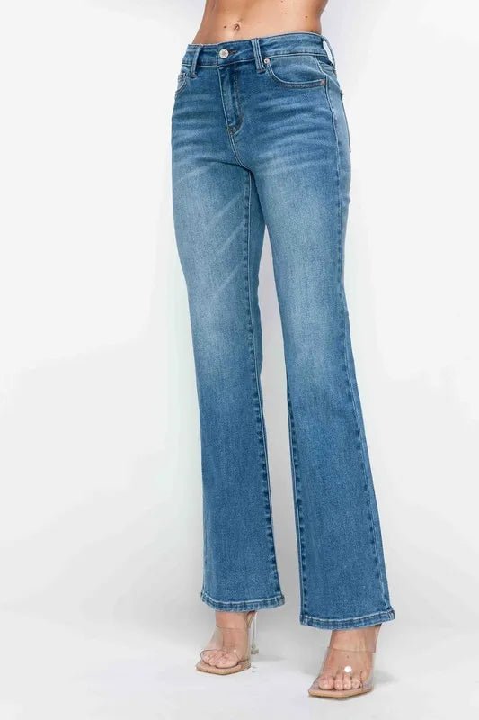 bytos Full Size Cat's Whiskers Mid Rise Bootcut Jeans - PBNJ FASHIONS