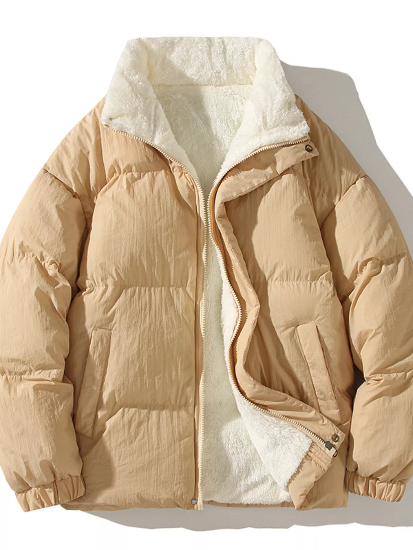 Men's Full Size Zip Up Fleece Puffer Jacket Plus Size - PBNJ FASHIONS
