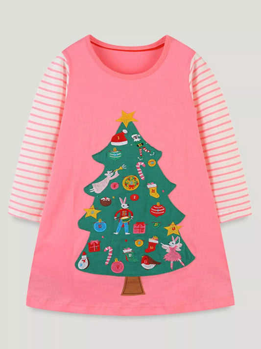 Children's Christmas Tree Long Sleeve Dress - PBNJ FASHIONS