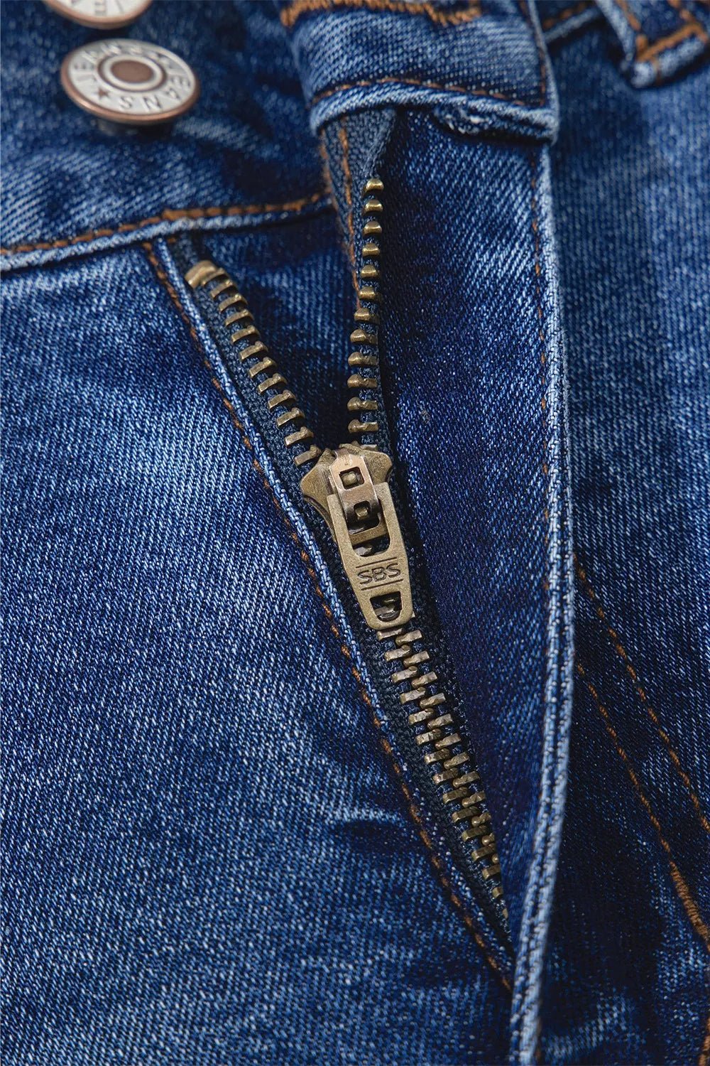 Double Button Zip Fly Straight Leg Jeans - PBNJ FASHIONS