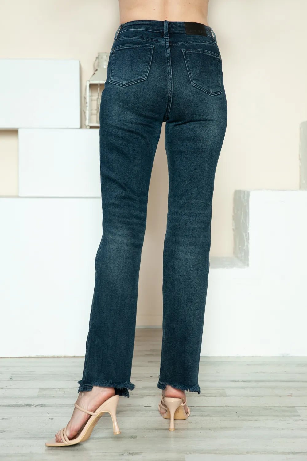 Judy Blue Full Size Button Fly Hem Destroy Straight Jeans - PBNJ FASHIONS
