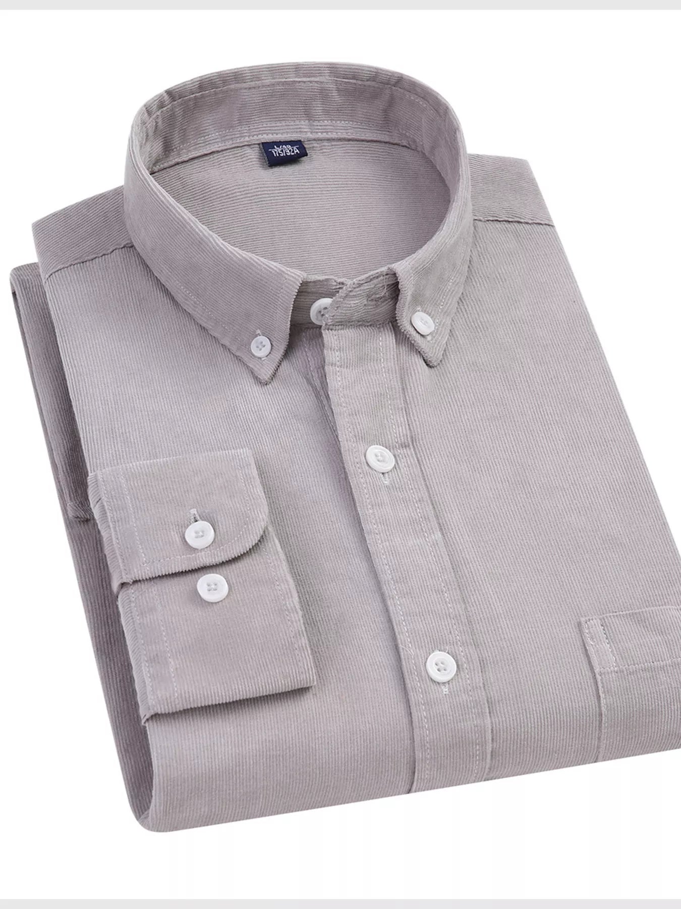 Men's Full Size Corduroy Long Sleeve Button - Down Shirt Plus Size - PBNJ FASHIONS