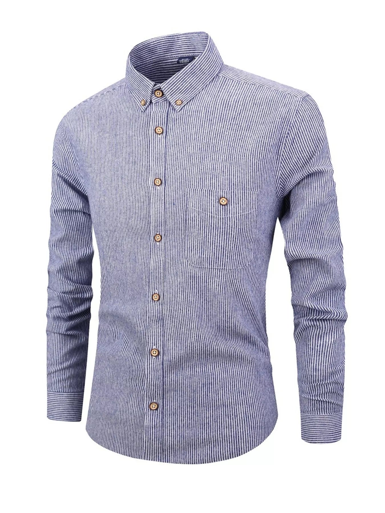 Men's Full Size Striped Casual Button - Down Shirt Plus Size - PBNJ FASHIONS