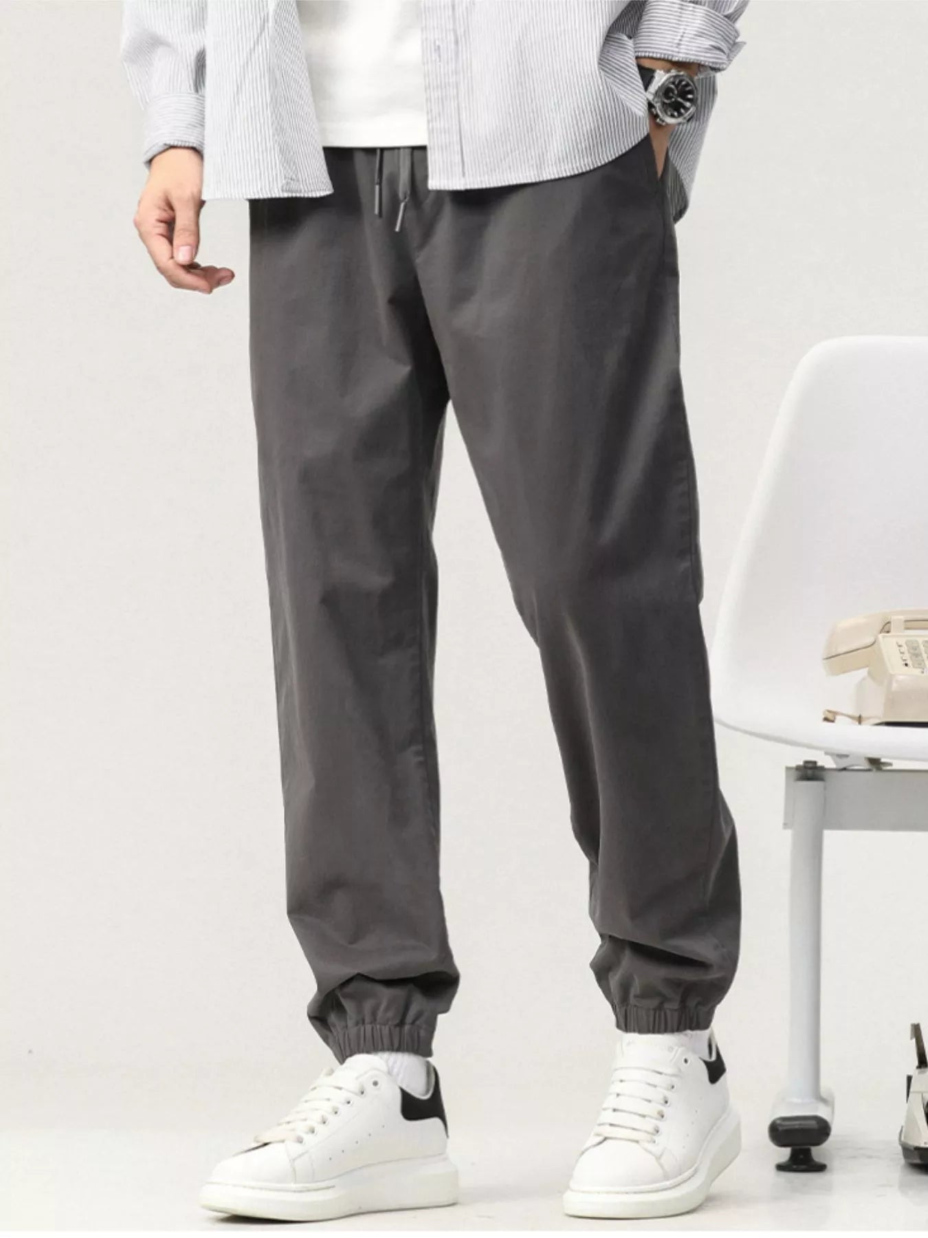Men's Plus Size Casual Drawstring Ankle Cuffed Pants - PBNJ FASHIONS
