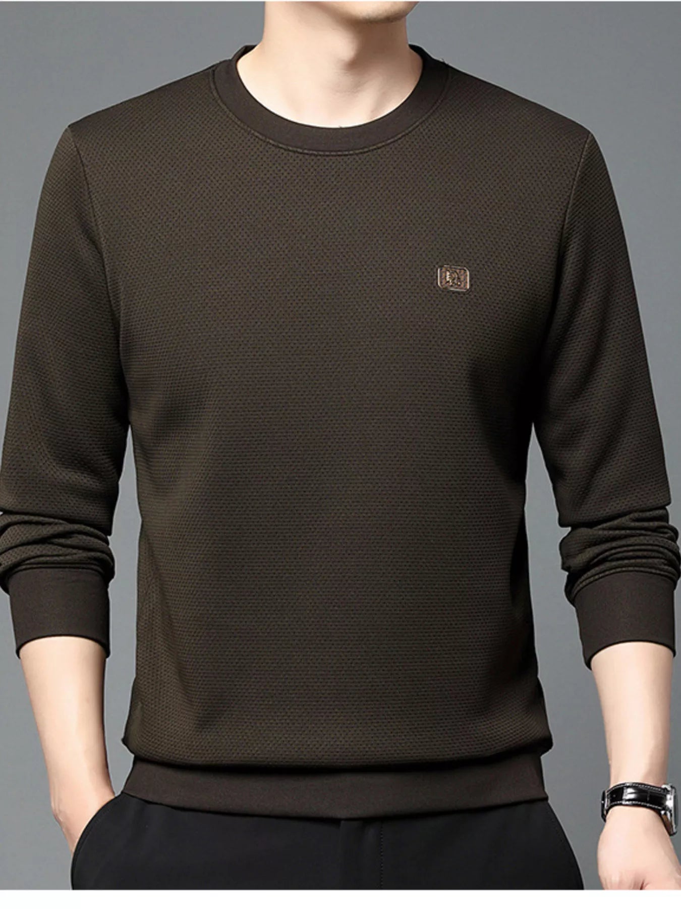 Men's Plus Size Long Sleeve Textured Casual T-Shirt - PBNJ FASHIONS