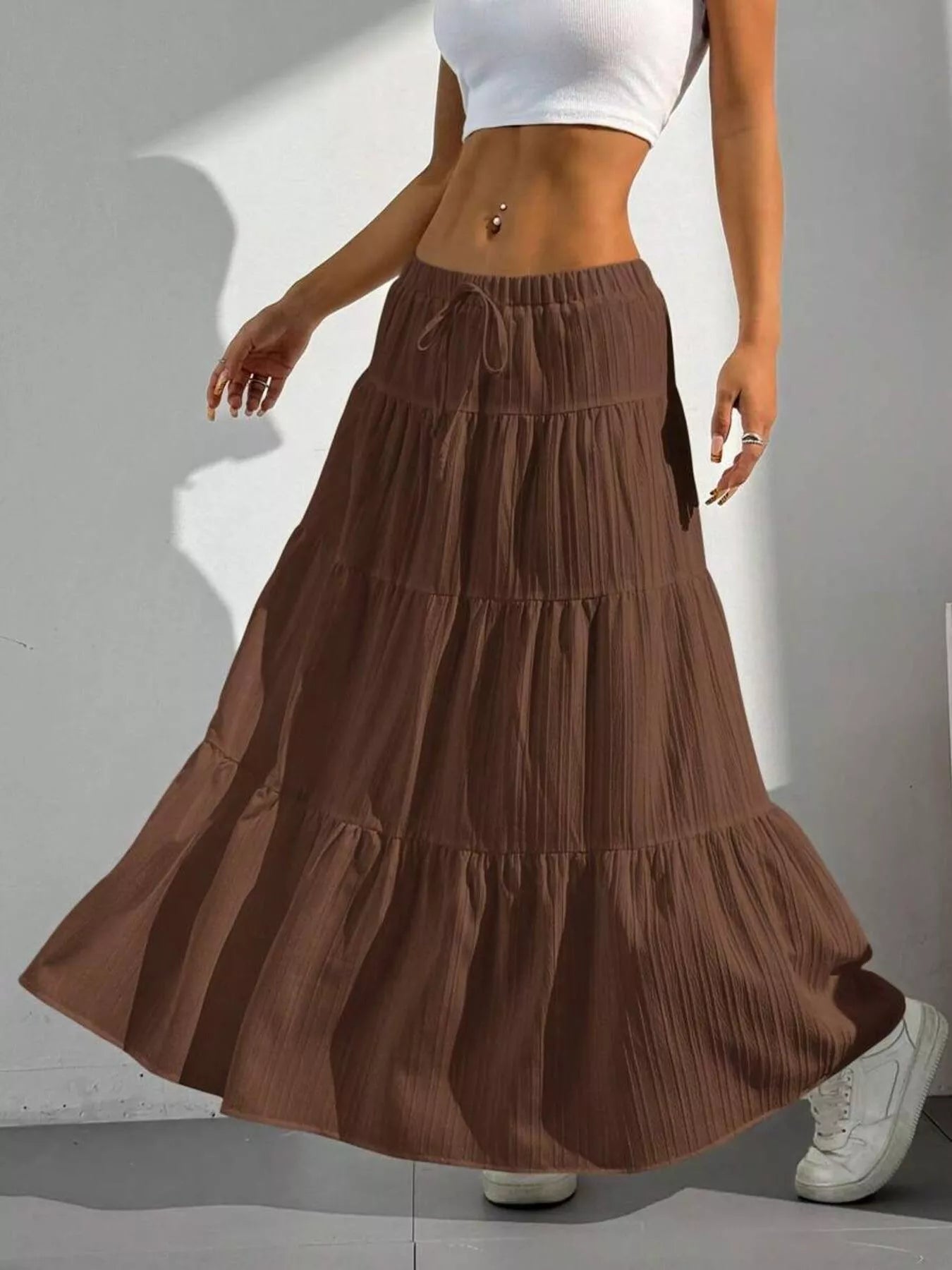 Flowy Tiered Maxi Skirt - PBNJ FASHIONS