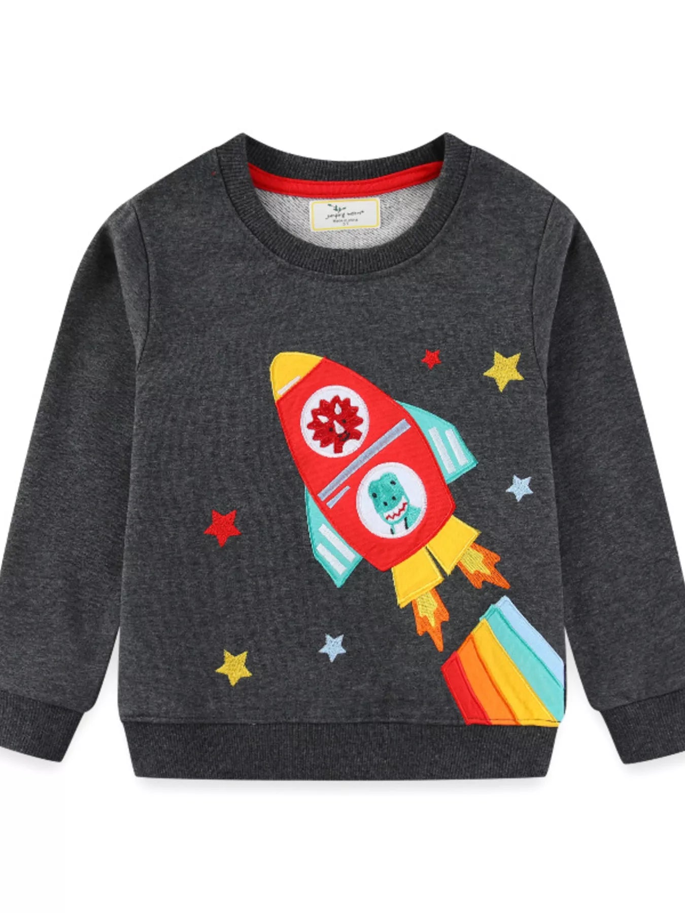 Children's Rocket Applique Crew Neck Sweatshirt - PBNJ FASHIONS