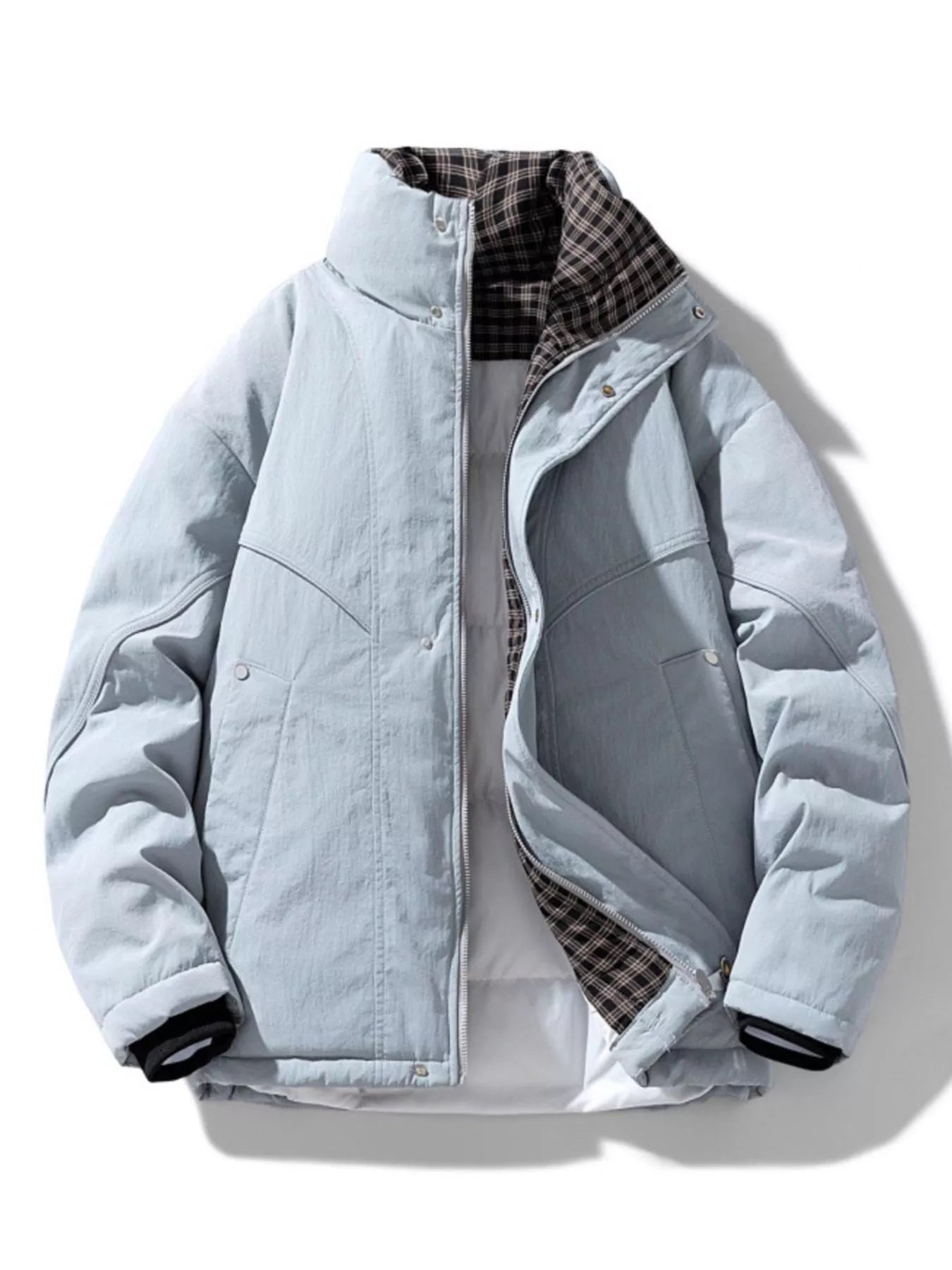 Men's Plus Size Plaid Lined Zip Up Jacket - PBNJ FASHIONS
