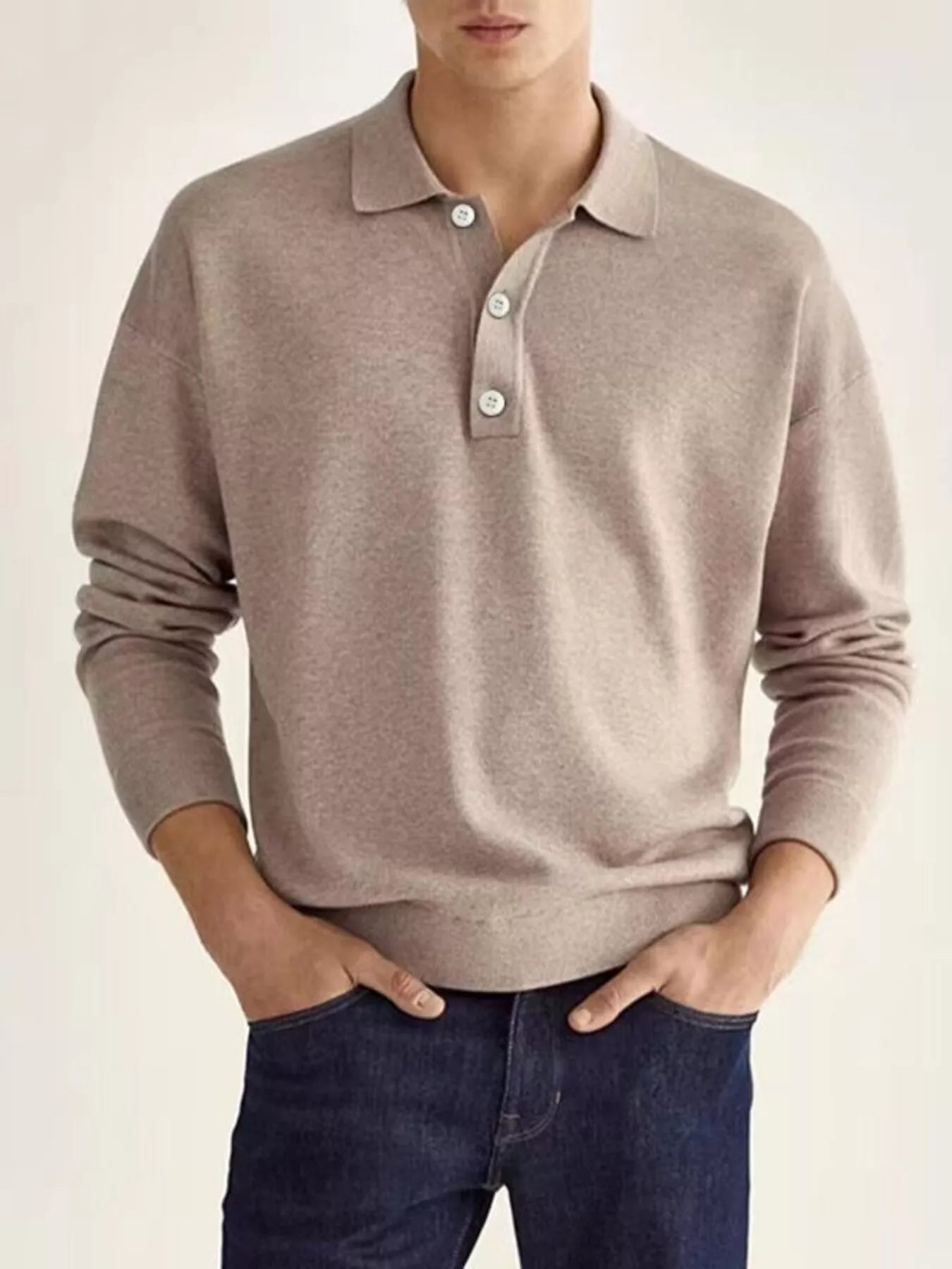 Men's Plus Size Long Sleeve Casual Polo Shirt - PBNJ FASHIONS