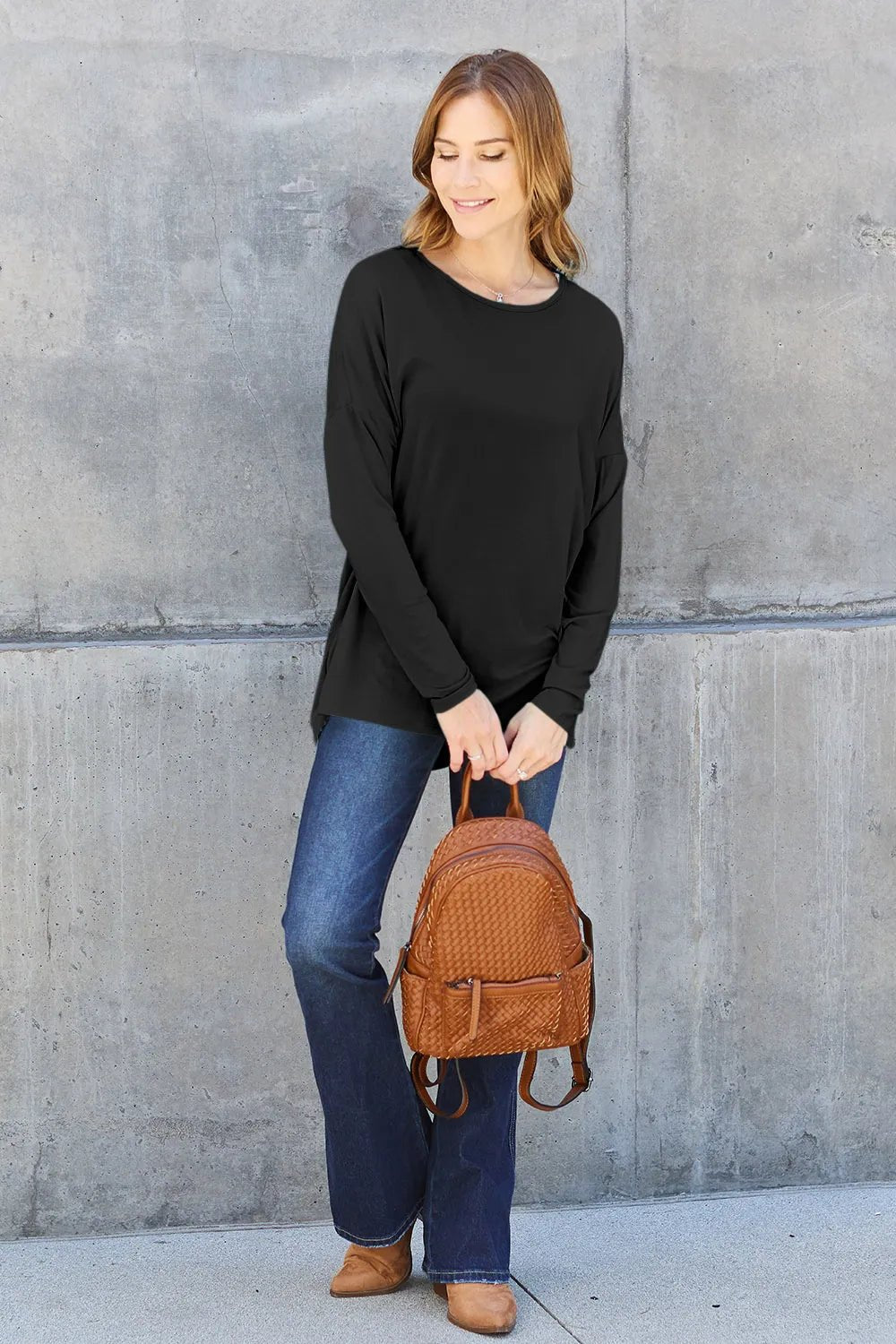Basic Bae Full Size Round Neck Dropped Shoulder T-Shirt - PBNJ FASHIONS