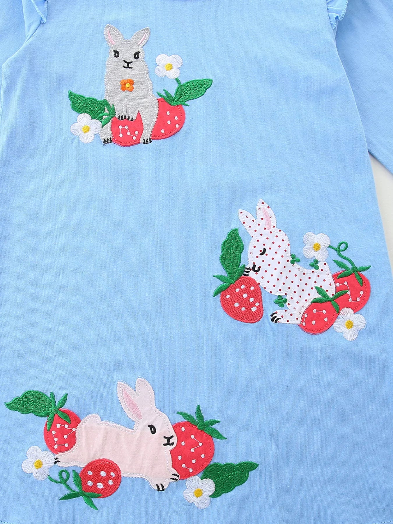 Children's Cute Rabbit & Strawberry Long Sleeve Dress - PBNJ FASHIONS