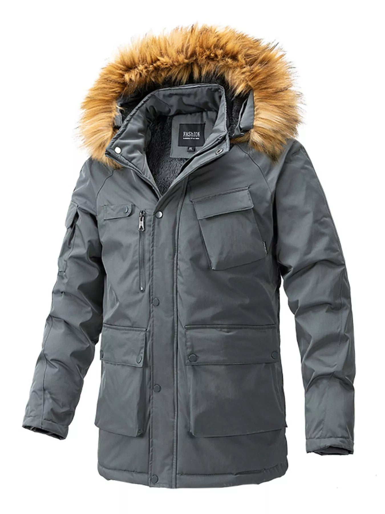 Men's Plus Size Fur Hooded Winter Parka Coat - PBNJ FASHIONS
