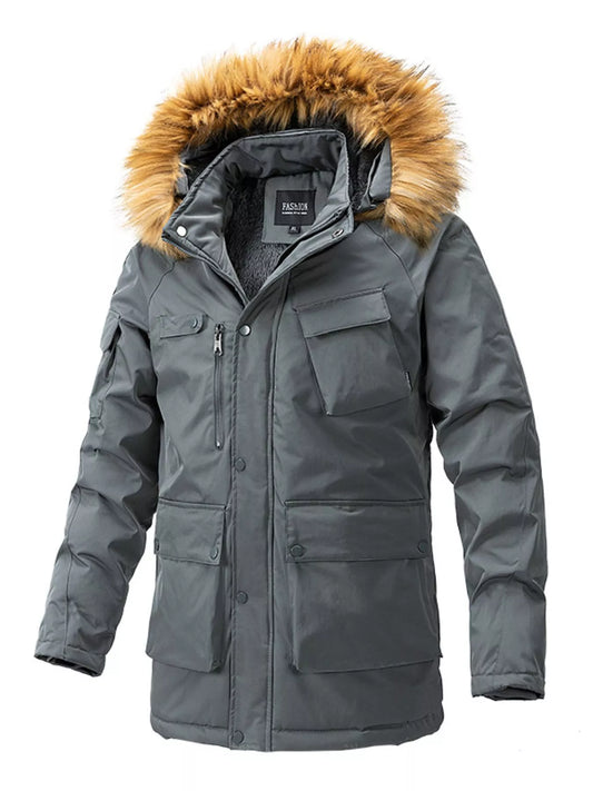 Men's Plus Size Fur Hooded Winter Parka Coat - PBNJ FASHIONS