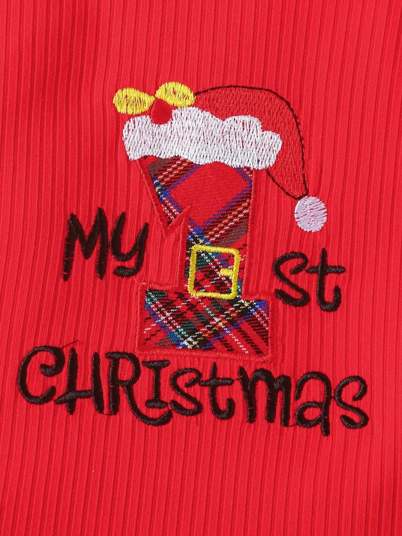 Children's First Christmas Bodysuit and Plaid Dress Outfit Set with Headband - PBNJ FASHIONS