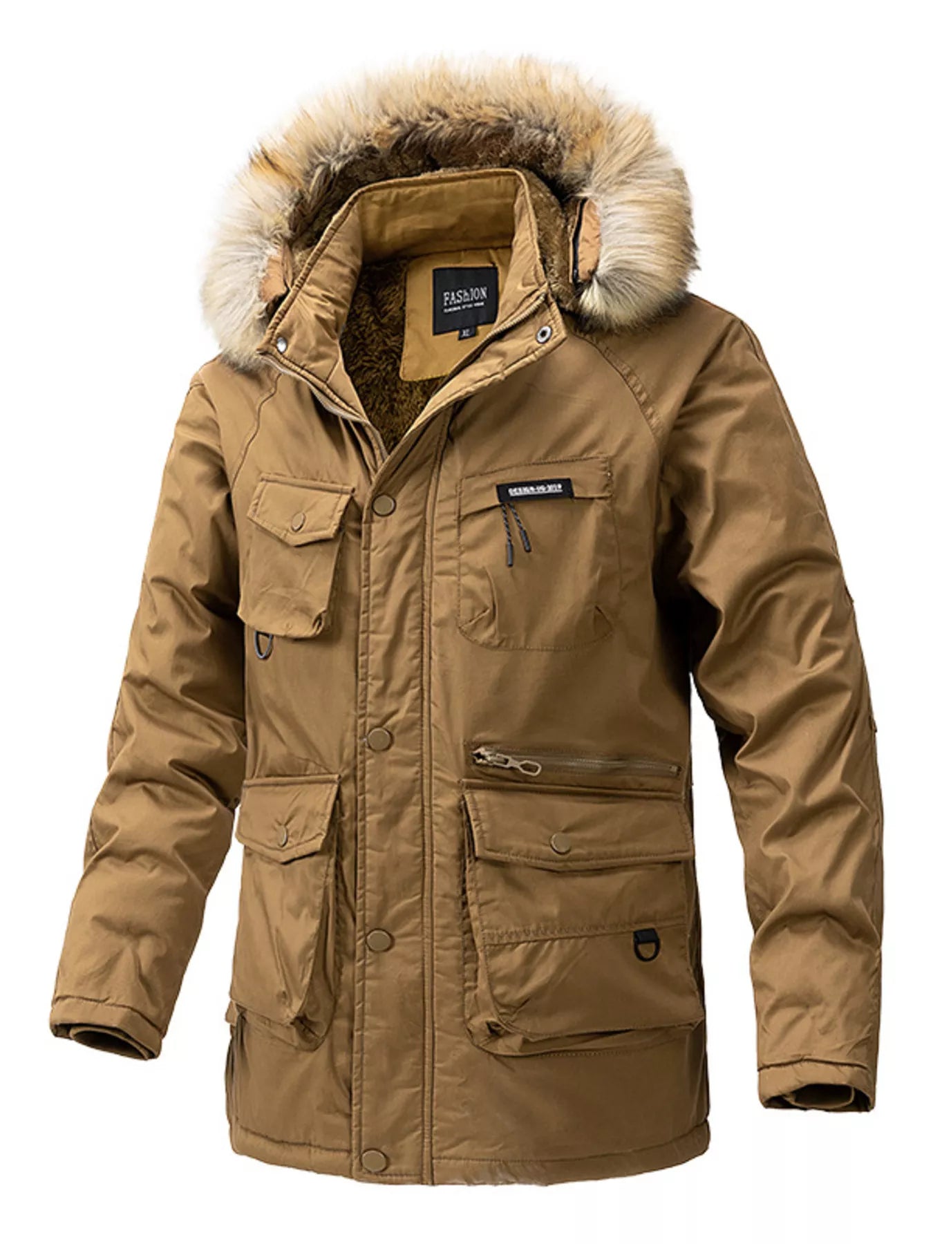 Men's Plus Size Fur Hooded Winter Parka Coat - PBNJ FASHIONS