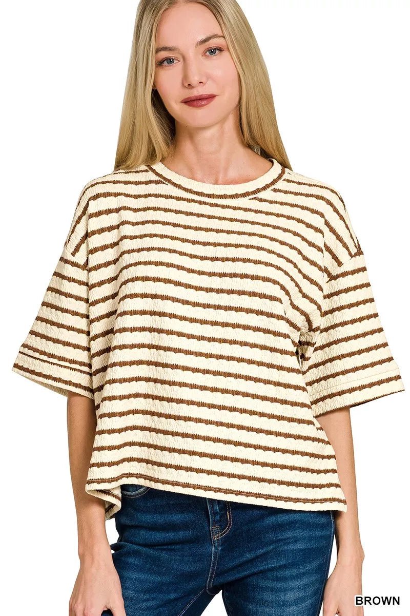 Zenana Striped Short Sleeve Tee & Shorts Set - PBNJ FASHIONS