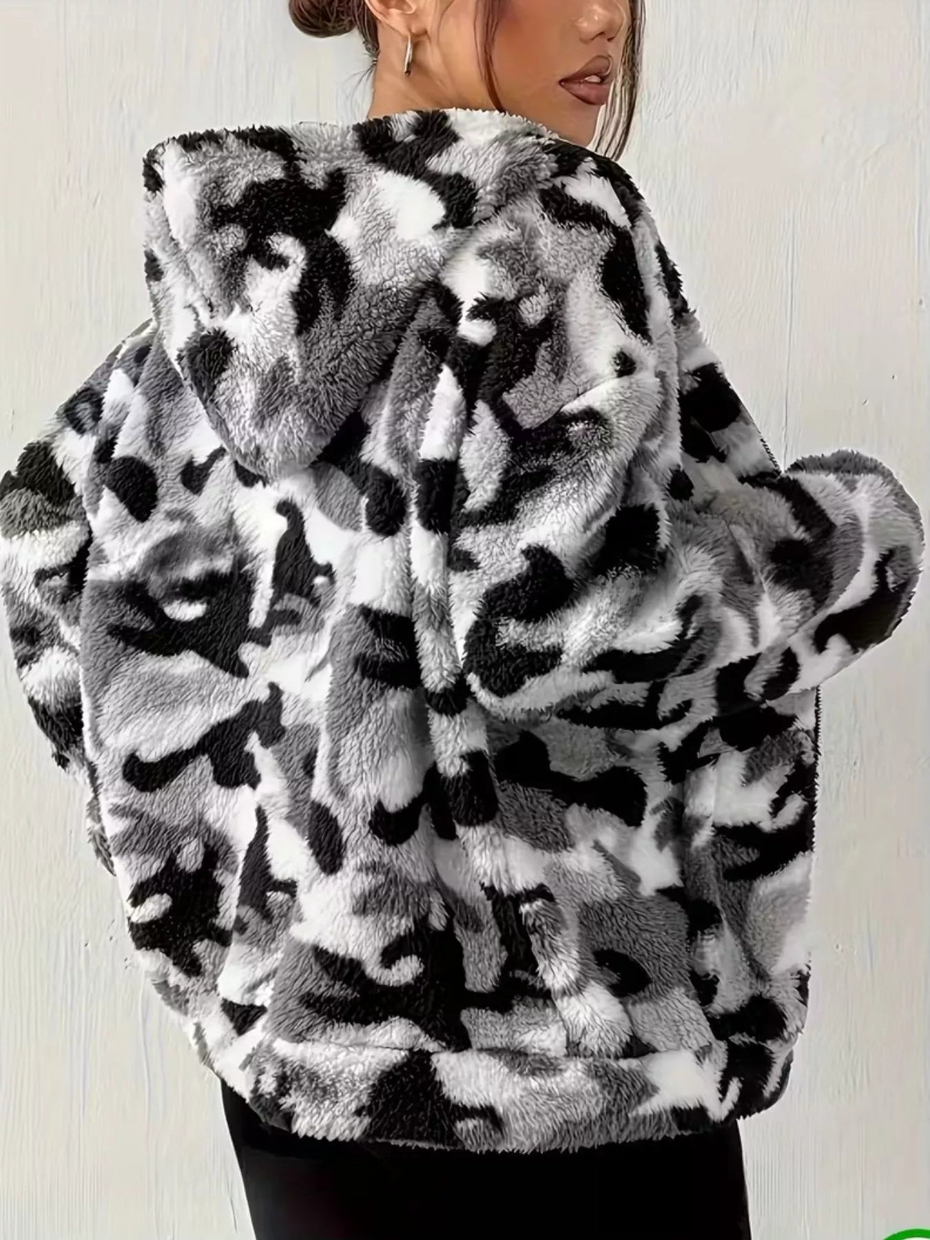 Fuzzy Camo Zip - Up Hoodie - PBNJ FASHIONS
