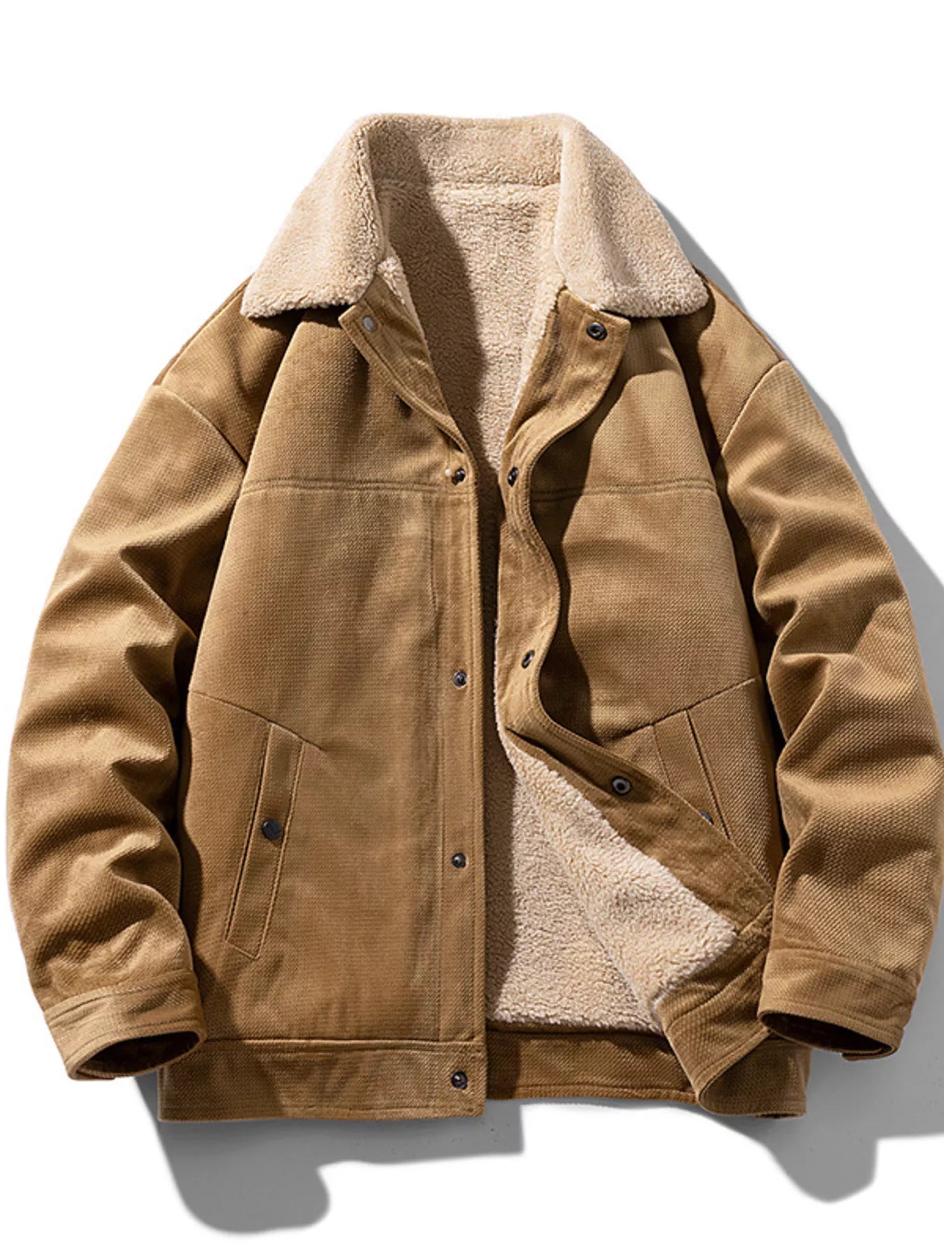 Men's Plus Size Snap Down Sherpa Lined Winter Coat - PBNJ FASHIONS
