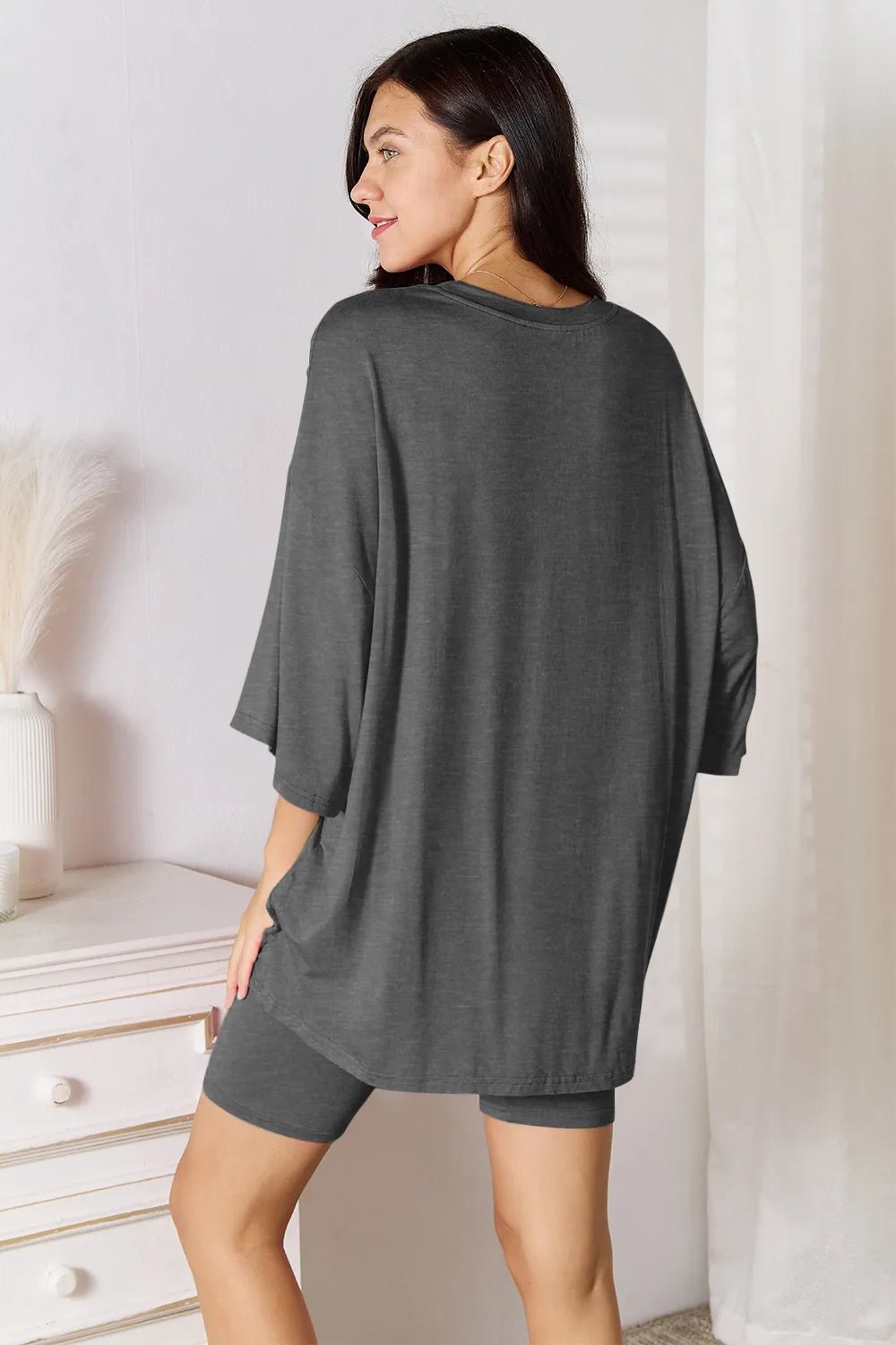 Basic Bae Full Size Soft Rayon Three - Quarter Sleeve Top and Shorts Set - PBNJ FASHIONS