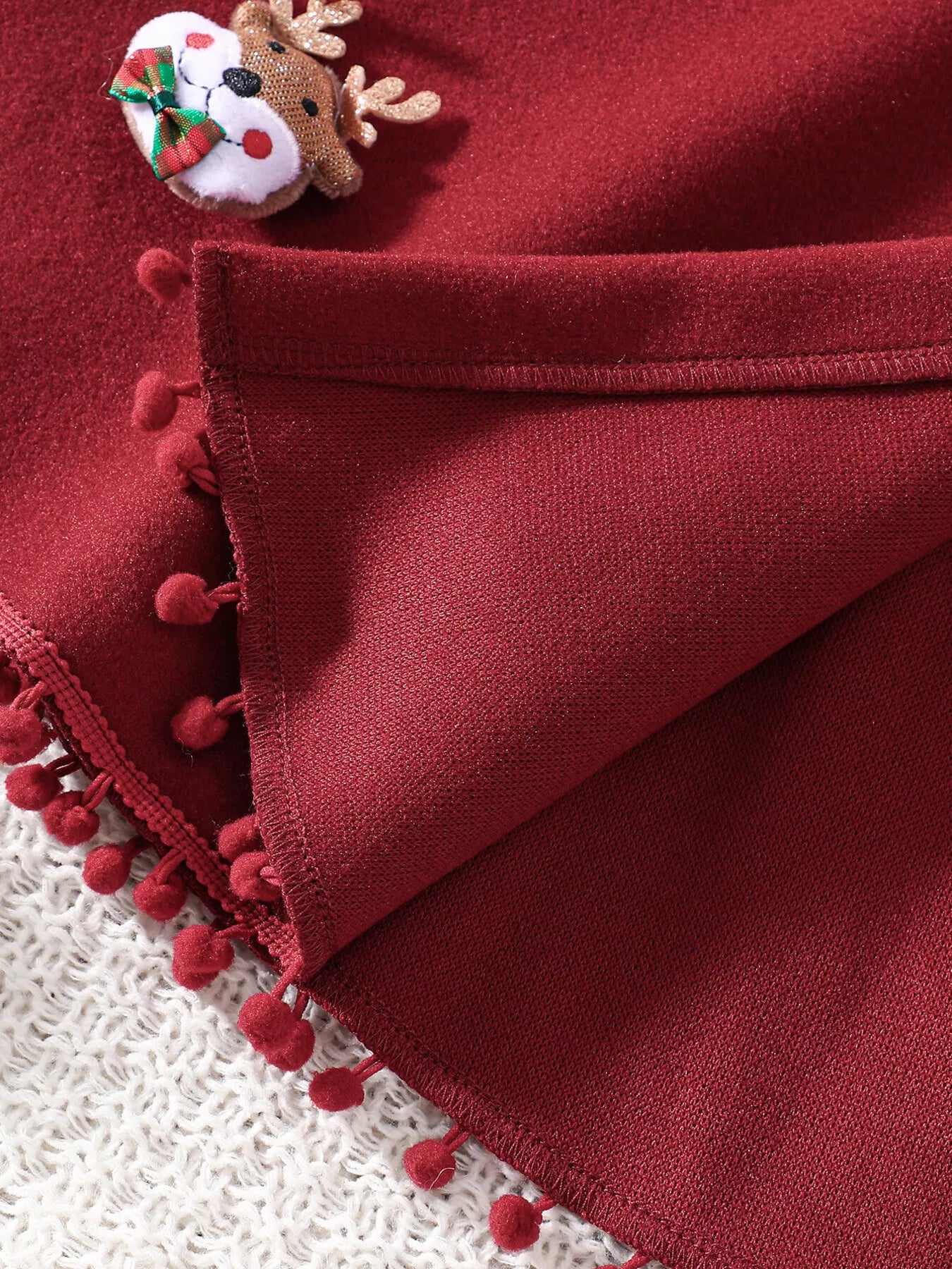 Children's Reindeer Embroidered Christmas Cape Outerwear - PBNJ FASHIONS