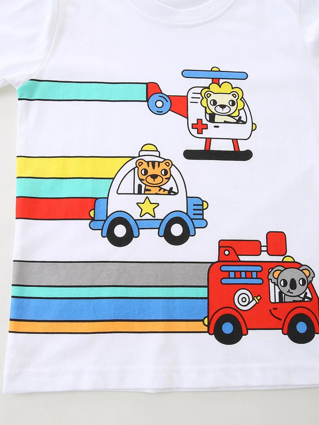 Children's Cartoon Vehicle Print Long Sleeve T-Shirt - PBNJ FASHIONS