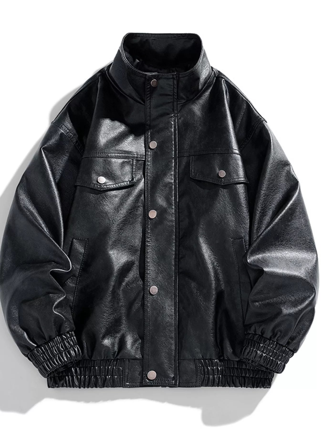 Men's Plus Size Leather Bomber Jacket - PBNJ FASHIONS