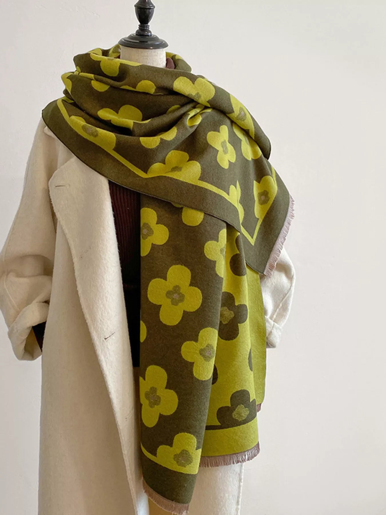 Floral Print Raw Hen Scarf - PBNJ FASHIONS