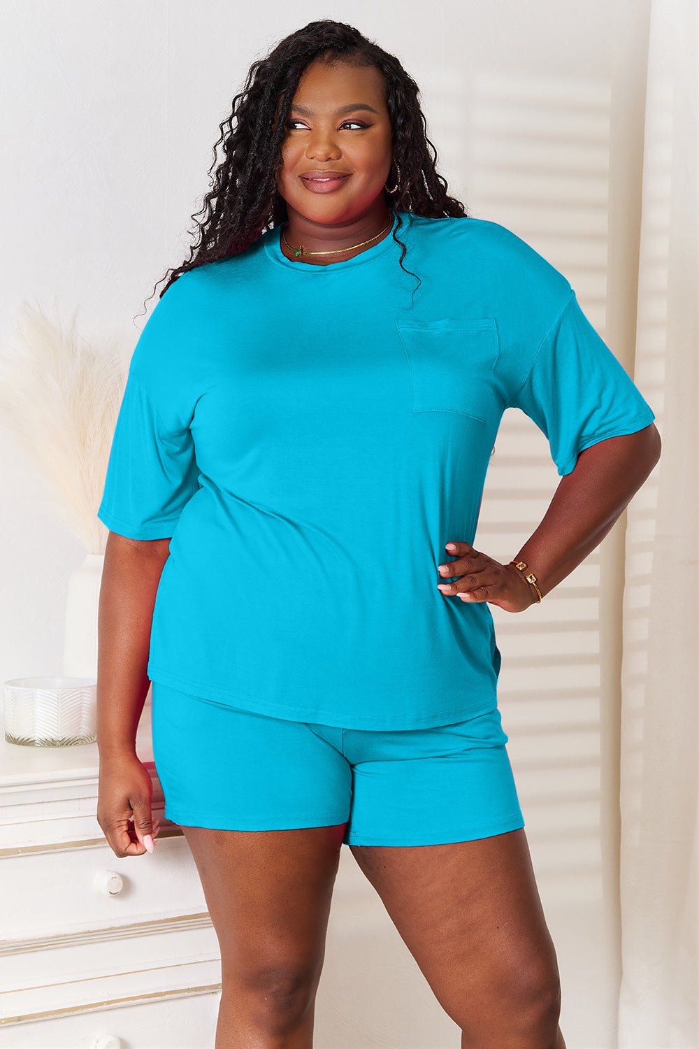 Basic Bae Full Size Soft Rayon Half Sleeve Top and Shorts Set - PBNJ FASHIONS