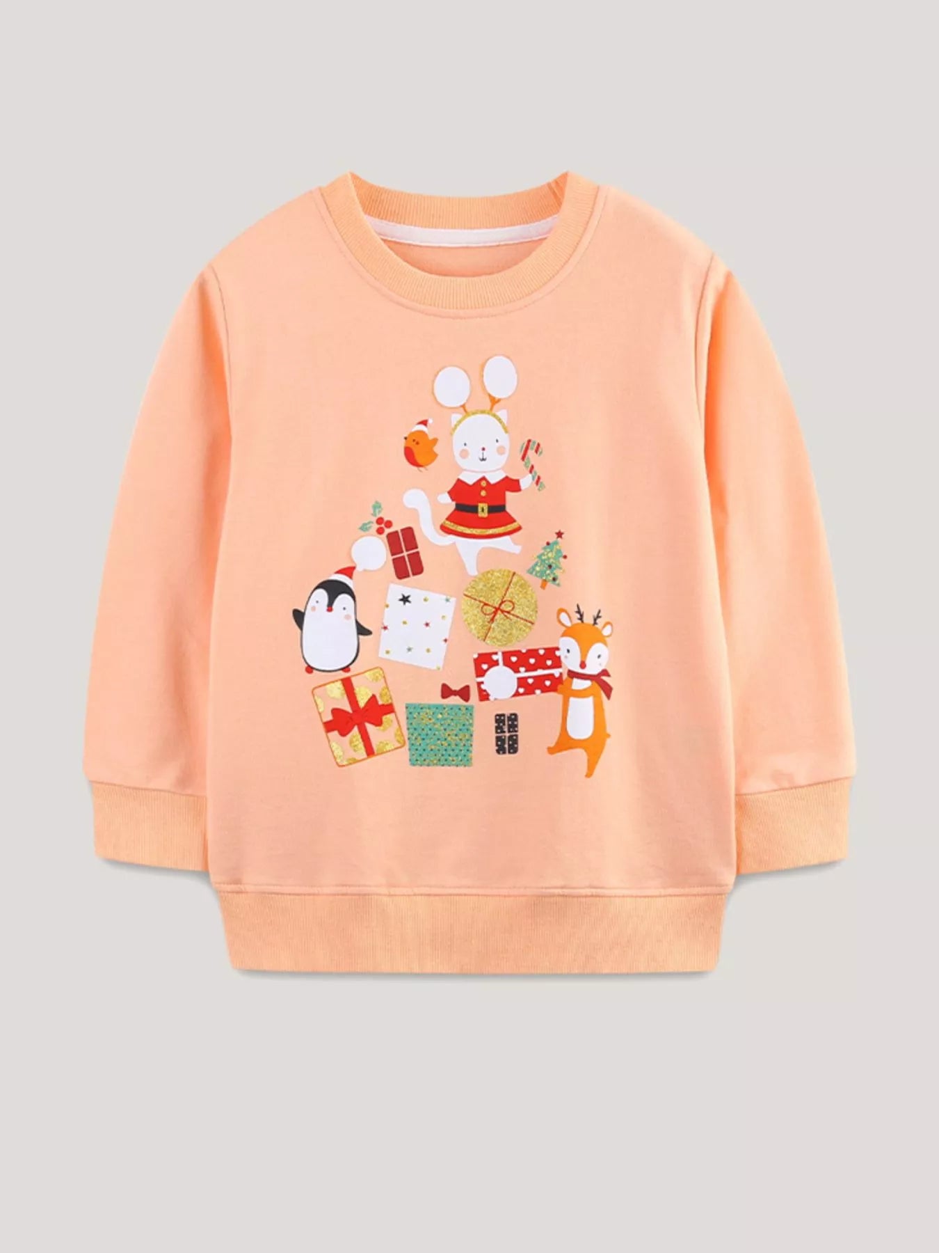 Children's Christmas Print Round Neck Sweatshirt - PBNJ FASHIONS