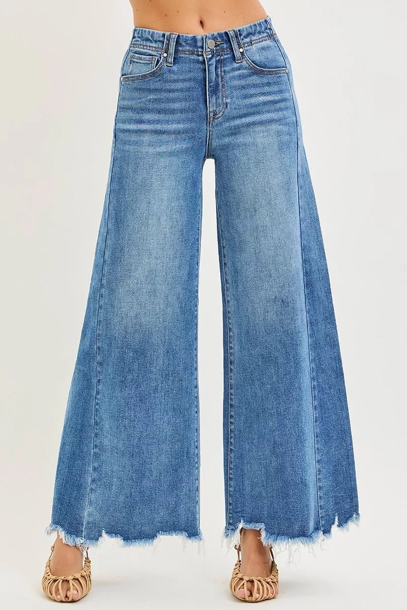 RISEN High Rise Ankle Wide Jeans - PBNJ FASHIONS